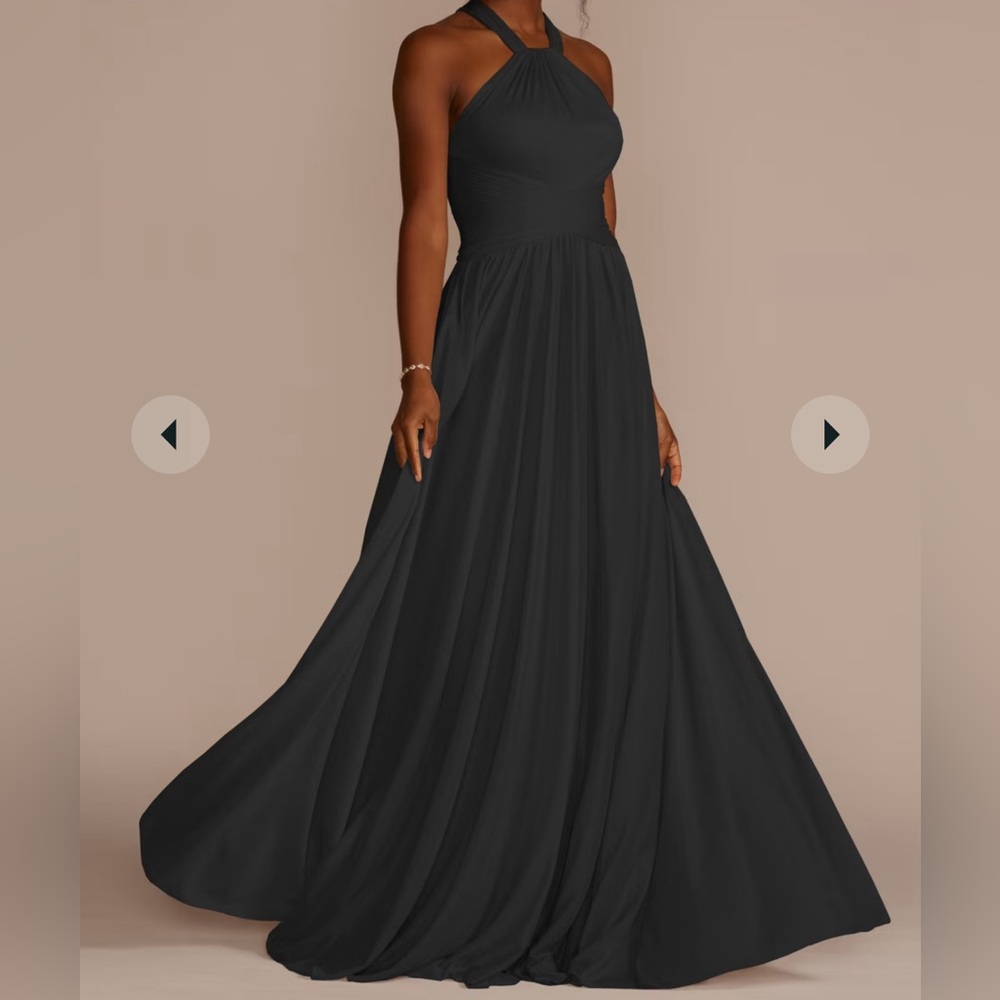 David’s Bridal Black High-Neck Mesh Dress